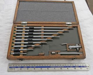 Vintage Cased 2 " - 12 " Set Internal Micrometers No:141 - 133 By Mitutoyo Old Tool