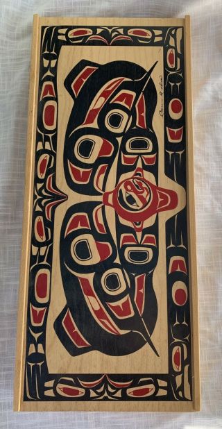 Vintage Clarence Wells Killer Whale 18 " Wood Box Haida Art Orca Northwest