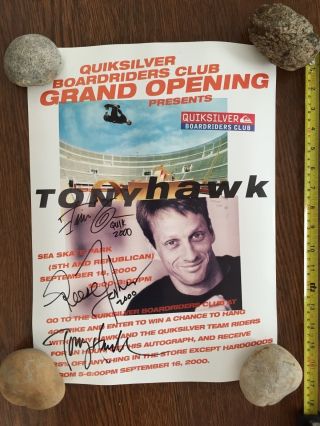 Tony Hawk Signed Autographed Poster - Quiksilver Seattle Store Opening - Vintage