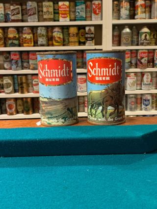 2 Different Schmidt Beer Flat Top Cans