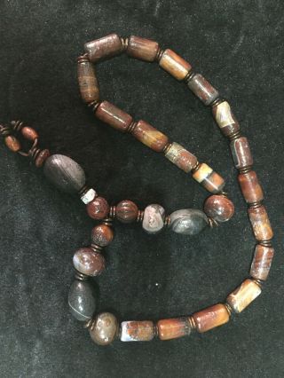 26 Inches Wow Tibetan Old Agate Dzi Beads Necklace W/agate Dzi Bead Pendant