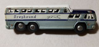 Masakiya / Stone Japan Tin Litho Friction 1960s Greyhound Scenicruiser Bus 10.  75