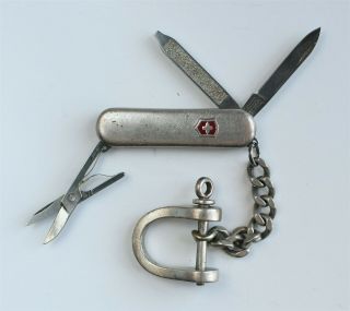 Victorinox Sterling Silver (. 925) Swiss Army Pocket Knife With Sterling Chain