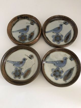 El Palomar Mexican Pottery Ken Edwards Vintage Hand Painted Set Of 4 Coasters