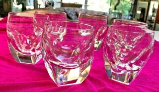 Vintage 1950 French Baccarat Style Exceptional Set 6 Crystal Rock Scotch Glasses