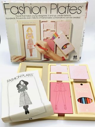 Vintage 1978 Tomy Fashion Plates 2508 Complete Box,  Instructions,  Pencils