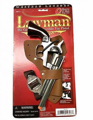 Western Legends Lawman Die Cast Metal Cap Pistol,  Fires 12 Shot Ring Caps