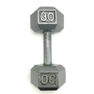 30 Lb Dumbbell Pound Cast Iron Hex Metal Fitness Gear Strength Vintage Weight