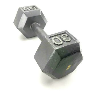 30 Lb Dumbbell Pound Cast Iron Hex Metal Fitness Gear Strength Vintage Weight 2