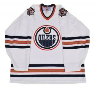 Vintage 90s Edmonton Oilers Ccm Center Ice Maska White Blank Hockey Jersey Xl