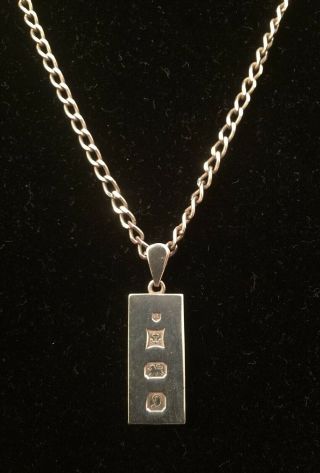 Vintage 1970’s Solid Sterling Silver Ingot w/ 20” Sterling Silver Chain Necklace 3