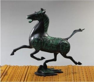 Chinese Bronze Statue Horse Fly Swallow Figures Size:8.  2 " X 9.  3 "