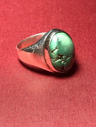 Vintage Men’s Green Turquoise Ring Native American Navajo 10.  5 Size 15grams