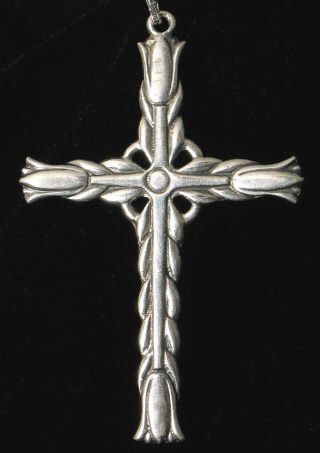Vintage 925 Sterling Silver Ornate Cross Pendant Crucifix Ornate Floral Details