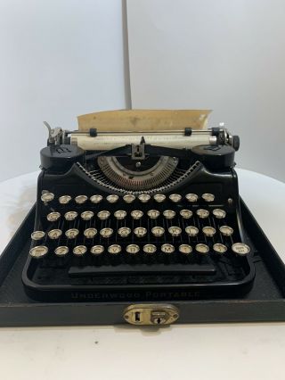 Vintage Underwood Typewriter With Case W/ Slip