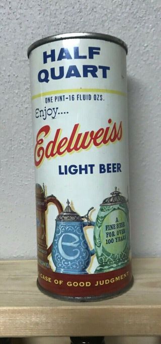 Nicew 16 Oz Edelweiss Light Beer Flat Top Can: Drewrys Ltd,  S Bend,  Indiana