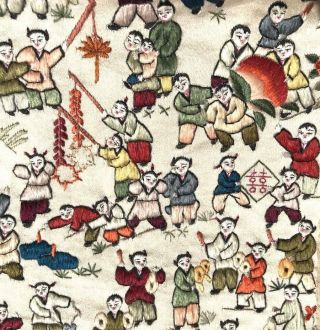 Adorable Silk Tapestry Wall Hanging “100 Happy Children Playing  Chinese 3