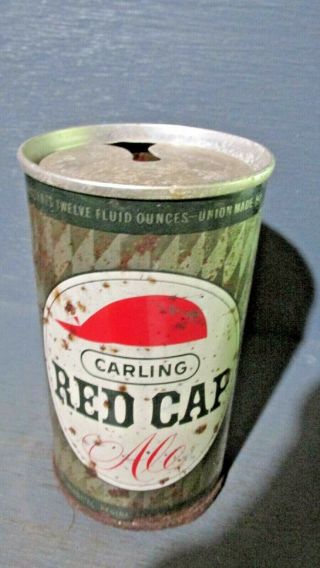 1960`s Carling Red Cap Ale Wide Seam Steel Beer Can - [read Description] -