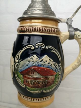 Old Vintage German Lidded Beer Mug 8 