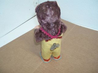 Vintage 1950 ' s Metal Wind Up Toy Bear Reading A Baby Book Japan 3