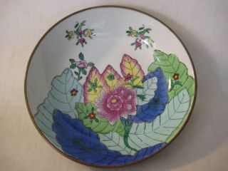 Vintage Porcelain Ware Hand Painted In China W/ Brass Wall Hanging Plate