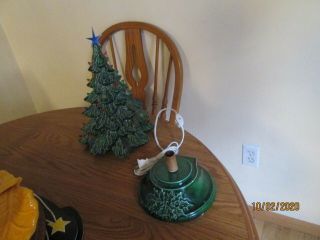 Vintage Flocked Ceramic Christmas Tree Multi - Color Bulbs W/ Base & Light