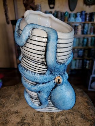 Munktiki Imports Blue Octopus Tiki Mug By Tattiki