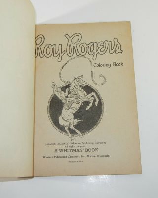 Rare Vintage 1946 Roy Rogers & Trigger Horse Whitman Coloring Book 2