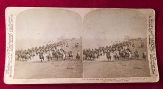 1898 Col Theodore Roosevelt & His " Rough Riders " Stereoview Photograph