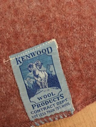 Vtg Kenwood Wool Products Blanket Rose Colored Wool Blend 63.  5 " X 83 " Bedding