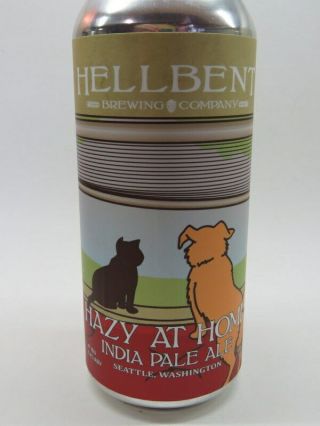 Craft Beer Can Hellbent Brewing Hazy At Home Ipa Seattle,  Washington Dog