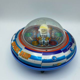 Vintage Space Ship 5 - X Battery Operated Flying Saucer Toy,  Made In Japan
