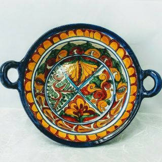 Vintage Talavera Mexican Hand Painted Ceramic Pottery Bowl Dish