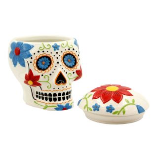 Dia de Los Muertos Sugar Skull Ceramic Cookie Jar 2