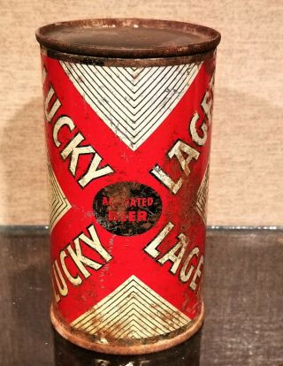 1956 Botton Opened Lucky Lager Flat Top Beer Can Azusa California Also Sf