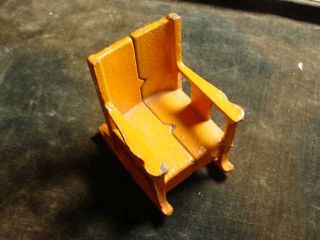 Vtg.  Arcade Or Kilgore Cast Iron Toy Doll House Rocking Chair Orange