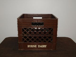 Vintage Byrne Dairy Brown Plastic Milk Bottle Box Crate