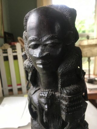 Vintage African Ebony Wood Hand Carved Sculpture,  Tree Of Life Read