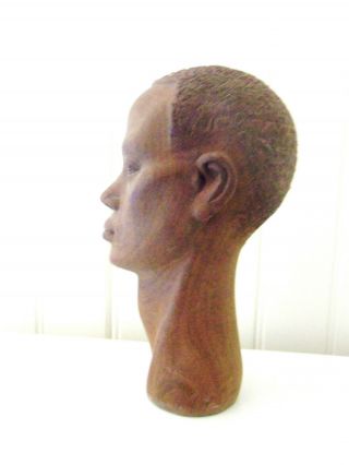 Wonderful Old Carved African Wood Head Of Boy Or Young Man