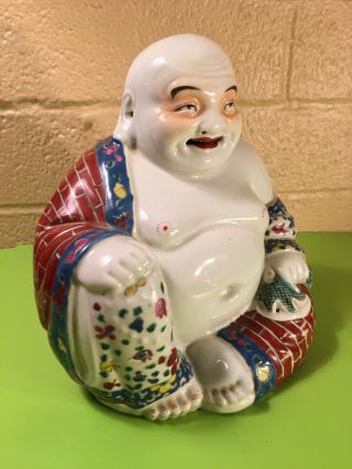 Ceramic Buddha Figurine - Colorful Porcelain Statue,  Tagged As “ching Dynasty”