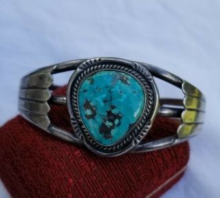 Vintage Navajo Native American Sterling Silver 925 Huge Turquoise Cuff Bracelet