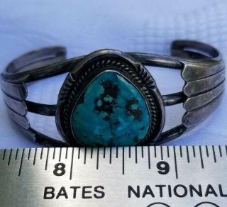 Vintage navajo native American sterling silver 925 huge turquoise cuff bracelet 3