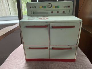 Vintage 1950s Wolverine Metal Tin Toy Oven Stove