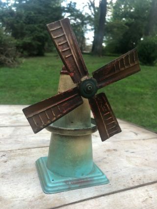Vintage 1933 German Dome Top Wind Mill Steam Engine Tin Toy Windmill