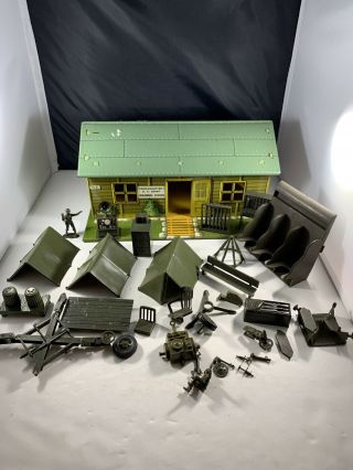 Vintage Marx Tin Litho Us Army Headquarters Training Center Playset Building