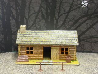Vintage Marx Tin Litho Log Cabin Fr Ft Dearborn Playset Toy Soldier