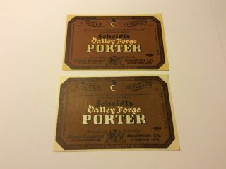 2 Valley Forge Porter Label Irtp Adam Scheidt Brewing Co.  Norristown Pa