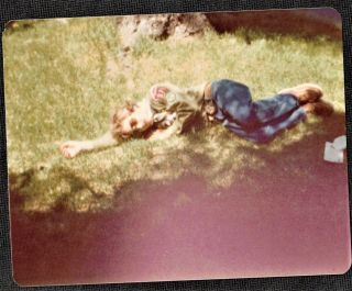Vintage Photograph Young Man / Boy Scout Laying In Grass