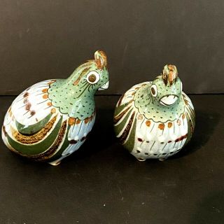 Vtg.  Tonala Quail Birds Figurines Signed Ke Ken Edwards Pottery Mexico