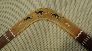 Vtg Hand Carved Australian Aboriginal Wood Boomerang Tralee Station Kangaroo